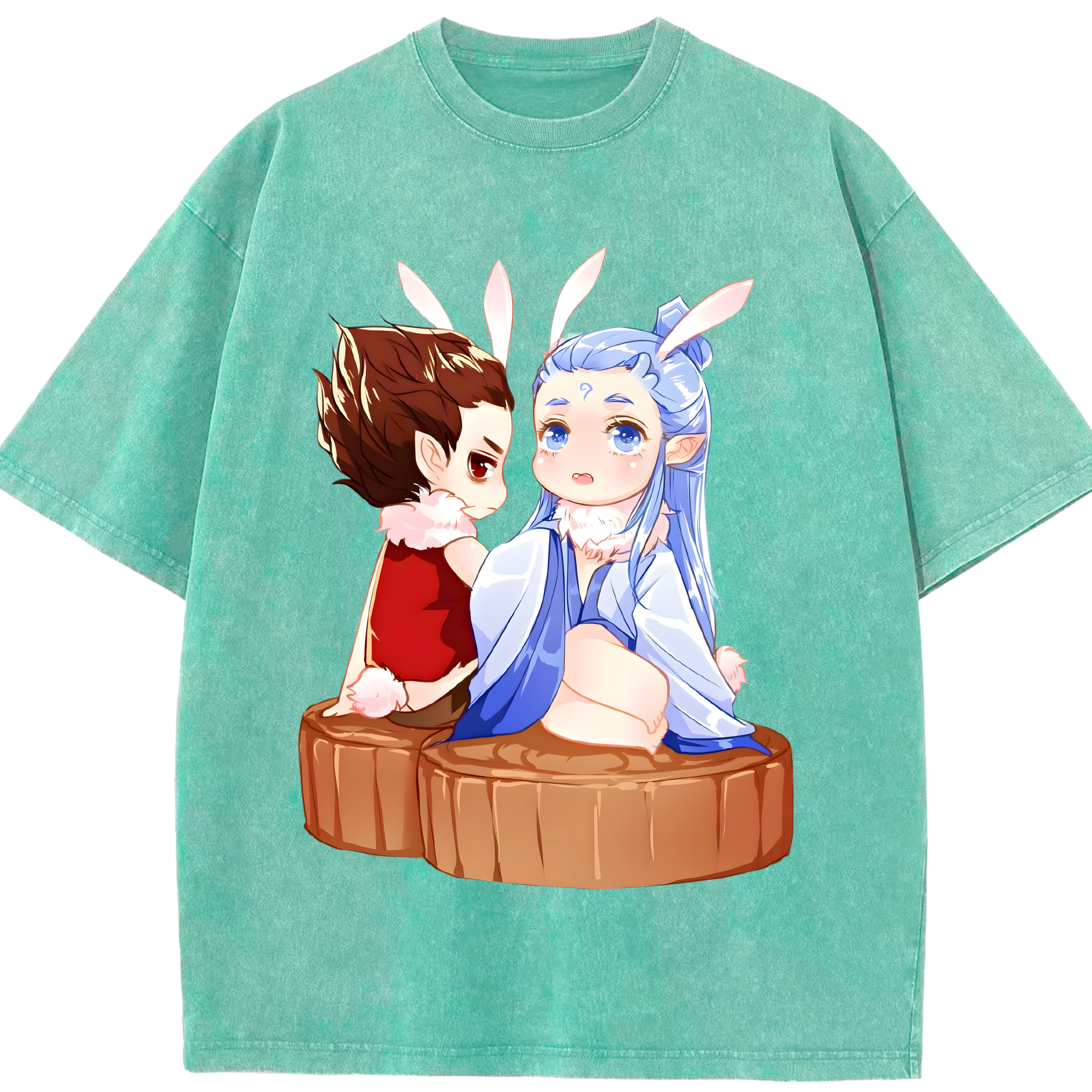 （画像用） Ne Zha 2 ナタ 魔童の大暴れ 綿100% ヴィンテージ風 半袖Tシャツ（フロントプリント）
